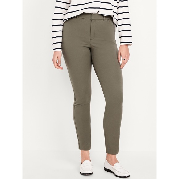 Old Navy Women 8 Reg High-Waisted Pixie Skinny Ankle Green Pants Casual Colorful - Picture 3 of 16